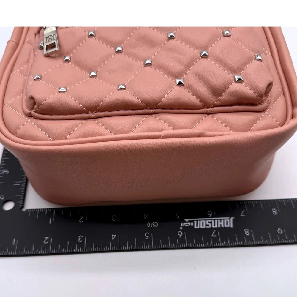 Badgley Mischka Mini Studded Backpack‎ Purse Vegan Leather Blush Quilted NWT